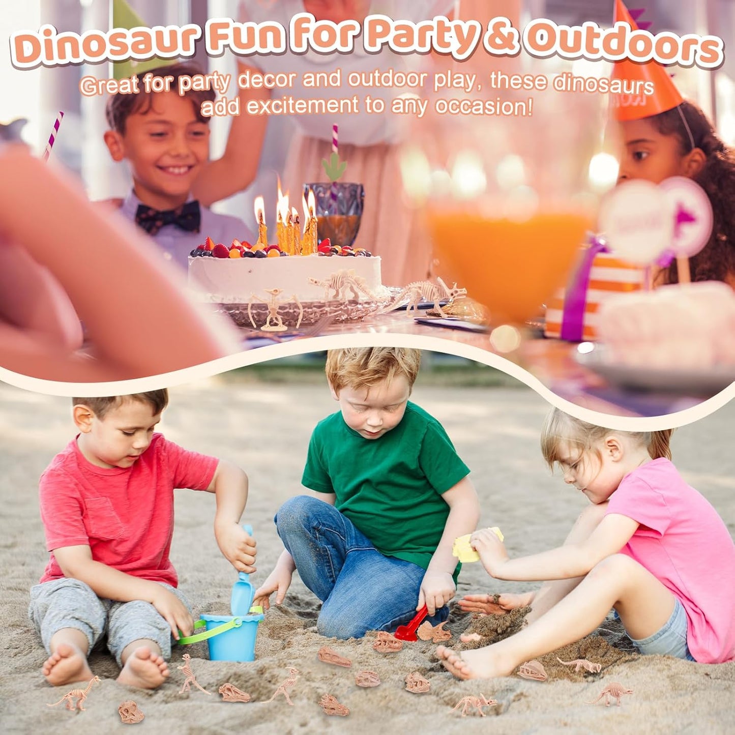 70PCS 3.7 Inch Dinosaur Bone for Sandbox Brown Dinosaur Fossil Skeleton Plastic Skull Dino Dig Toy Kit for Puzzle Game Sensory Bin Birthday Party Dino Scavenger Hunt Science Class Prize Cupcake