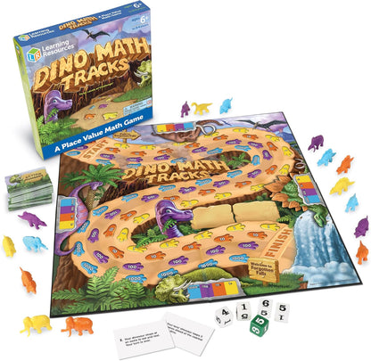 Learning Resources Dino Math Tracks Game - Math Manipulatives, Montessori Board Game, Addition and Subtraction, Counting Literacy Toys, STEM for Kids, Critical Thinking, Gifts for Boys and Girls