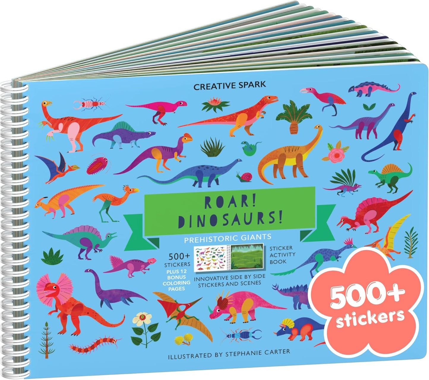 Animals Habitat 500+ Kids Sticker Book by Cupkin Toddler Airplane Travel Activity Coloring and Sticker Book, Road Trip Essentials, 12 Coloring Pages + 12 Scenes for Ages 2–8 Years - Colors A