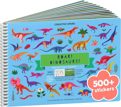 Animals Habitat 500+ Kids Sticker Book by Cupkin Toddler Airplane Travel Activity Coloring and Sticker Book, Road Trip Essentials, 12 Coloring Pages + 12 Scenes for Ages 2–8 Years - Colors A