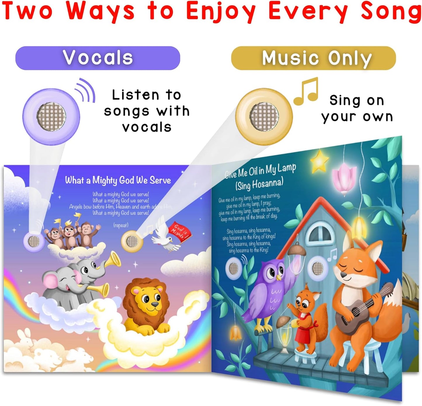 LEARNING BUGS Christian Bible Songs – 15 Songs of Faith for Little Ones, Musical Books for Toddlers, 28-Button Music Book, Musical Toys for Toddlers 1-3