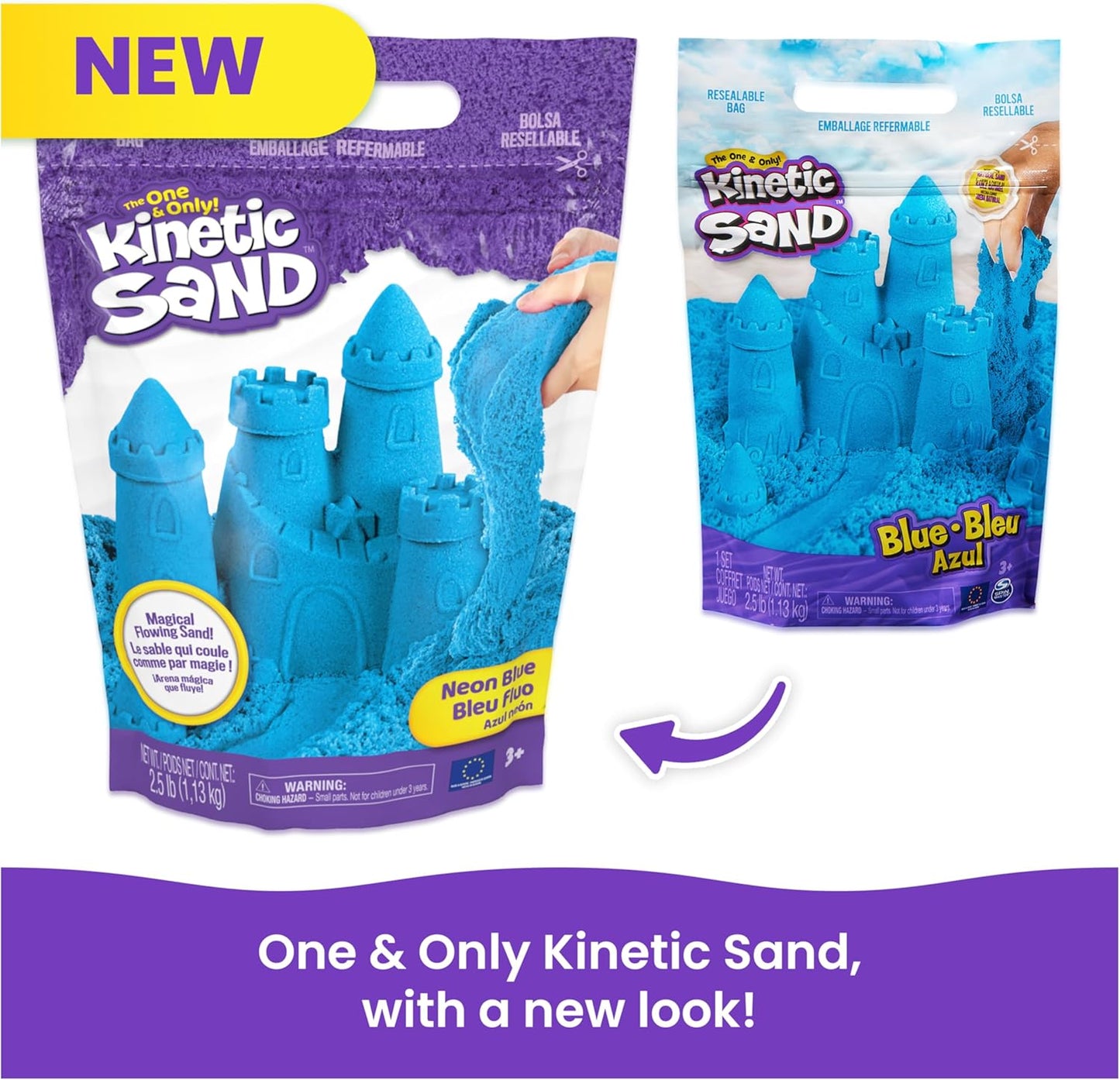 Kinetic Sand, 2.5lbs Purple Play Sand, Amazon Exclusive, Moldable Sensory Toys for Kids, Resealable Bag (Packaging May Vary), for Ages 3 and up