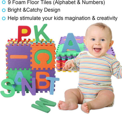 Kangler Kids Foam Puzzle Play Mat 5.9inch x 5.9inch (36-Piece Set) Interlocking EVA Floor Tiles with Alphabet and Numbers