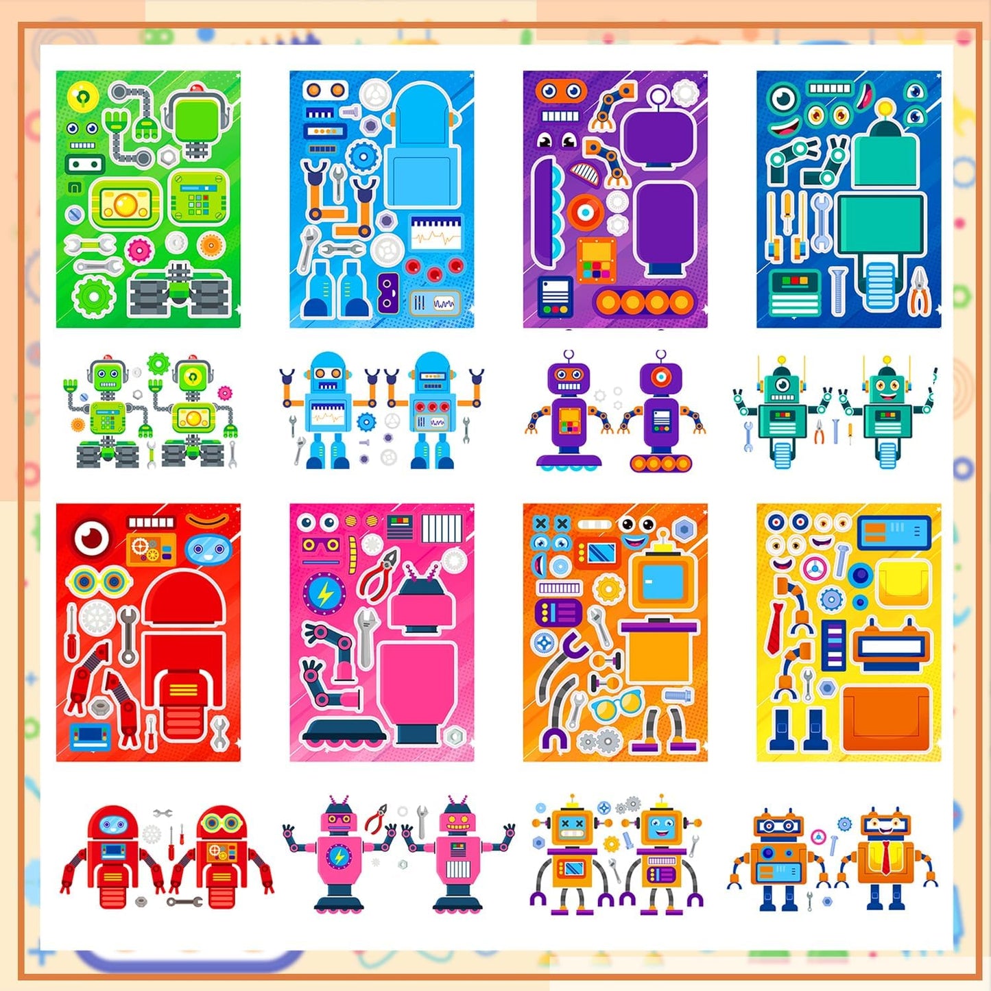24-Sheet Make Your Own Science Sticker Kit | Microscope, DNA & Scientist Designs - Reusable Educational Decor for Classrooms & Kids Rooms
