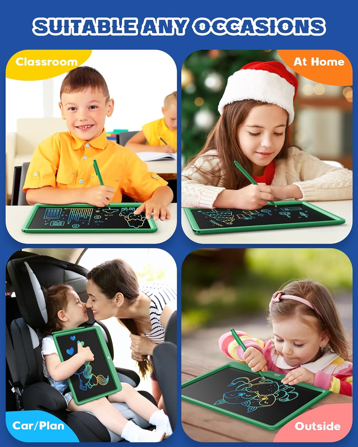 Bravokids Toys for 3-6 Years Old Girls Boys, LCD Writing Tablet 10 Inch Doodle Board, Electronic Drawing Pads, Educational Birthday Gift for 3 4 5 6 7 8 Years Old Kids Toddler (Blue)
