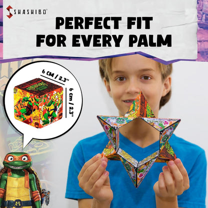 SHASHIBO Teenage Mutant Ninja Turtles Shape Shifting Box - STEM Magnetic Fidget Cube that Transforms Into Over 100 Shapes, Download Fun in Motion Toys Mobile App (Raphael)
