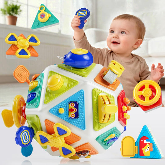 22-in-1 Baby Busy Board Activity Cube Toys, Montessori Toy for 1 Year Old Toddlers, Educational Learning Sensory Travel Toys for Infant 6-12 12-18 Months, 1st Baby Birthday Gifts for Boys Girls