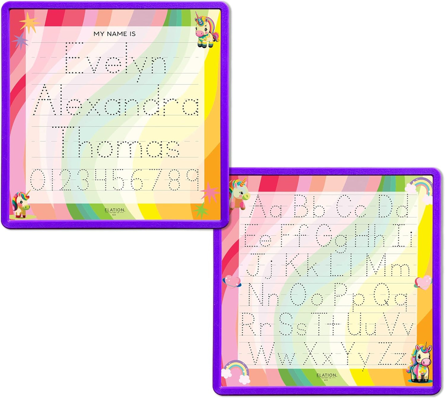 Kid's Name Tracing Board | Dry Erase Letter Tracing | Reusable Name Alphabet Tracing| Number Tracing | Personalized | Baby Unicorn Theme