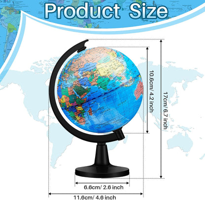 Henoyso 6 Pcs World Globe for Kid 4.6'' Educational Mini Desk Decorative Earth Globes with Black Stand Learning Rotating World Map for End of School Year Graduate Gift Geography Classroom Table Decor