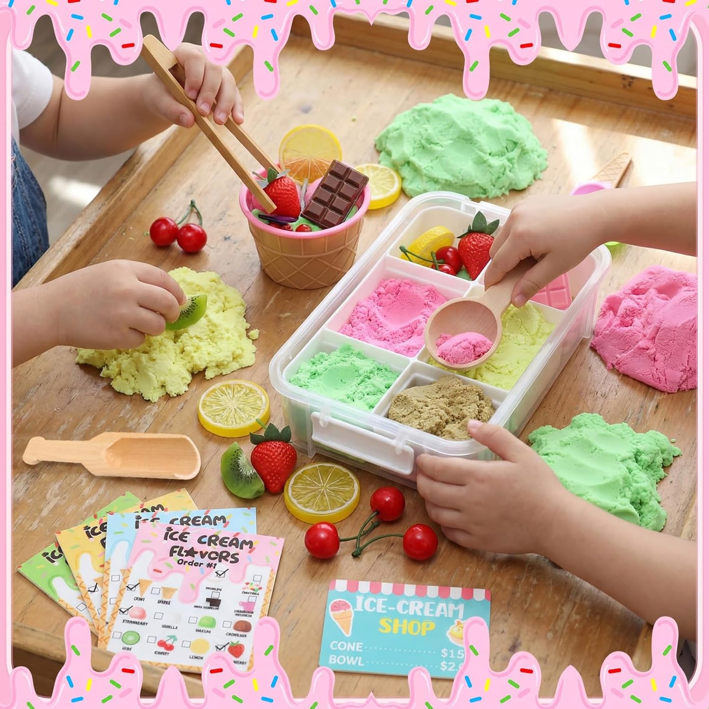 Thenshop Summer Aloha Juice Bar Sensory Bin Lemonade Stand Summer Sensory Bin Filler Sandbox Play Sand Kit Juice Stand Education Activities DIY Making Kit for Play Gift Sorting Counting Training