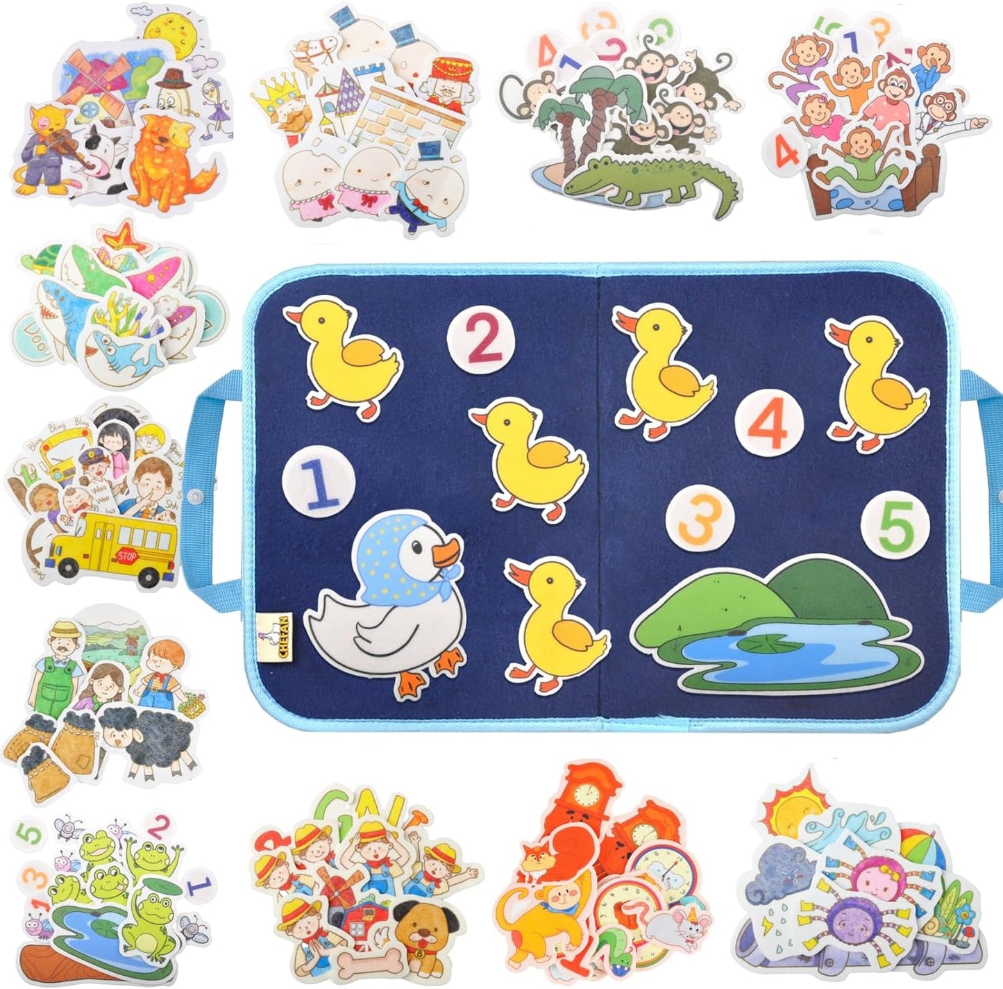 CHEFAN 12 Pack Felt Board Bible Stories Pieces,Flannel Board Stories for Preschool Activities Included a Felt Bag