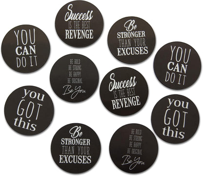 Novel Merk Inspirational Positive Word Art Refrigerator Mini Magnets – Vinyl 2” Round Magnets for Fridge, Lockers, Home, Encouragement and Motivation Decor – Self Adhesive to Metal Surfaces (10 Pack)