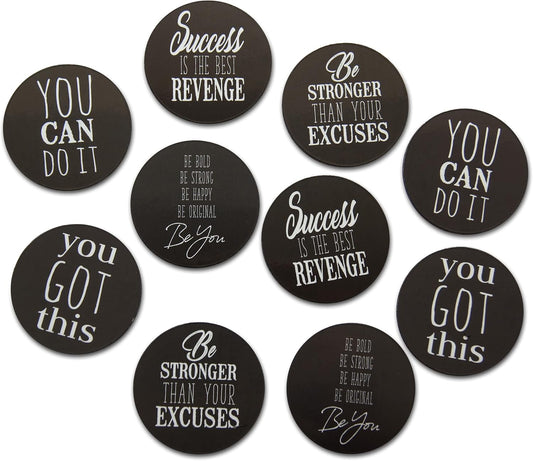 Novel Merk Inspirational Positive Word Art Refrigerator Mini Magnets – Vinyl 2” Round Magnets for Fridge, Lockers, Home, Encouragement and Motivation Decor – Self Adhesive to Metal Surfaces (10 Pack)