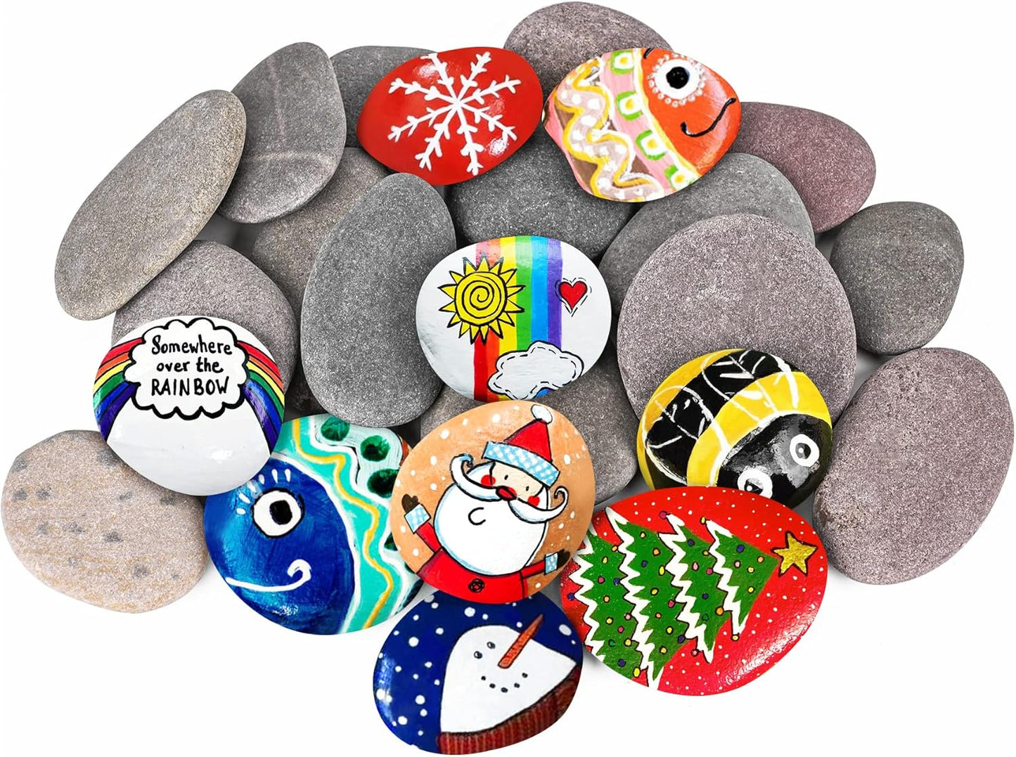 River Rocks for Painting 45 Pcs Large 2-3 Inch Flat Smooth Painting Stones Craft Rock to Paint for Kids Crafts Painting Bulk