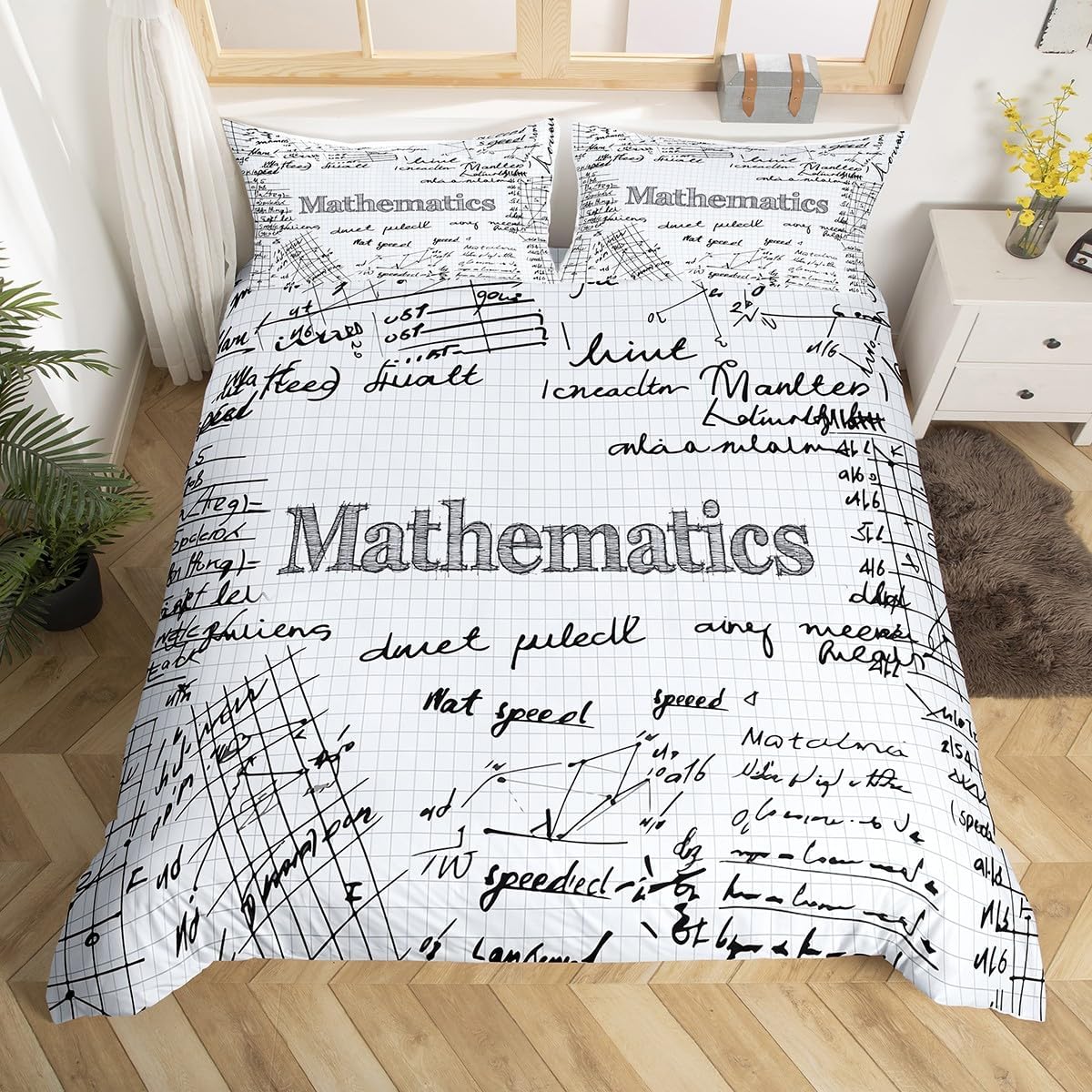 Erosebridal Science Theme Bedding Set Queen Size for Boys Girls Chemistry Periodic Table Print Duvet Cover Chemical Subject Theme Comforter Cover Teens Kids Math Science Atyle Bedspread Cover 3 Pcs