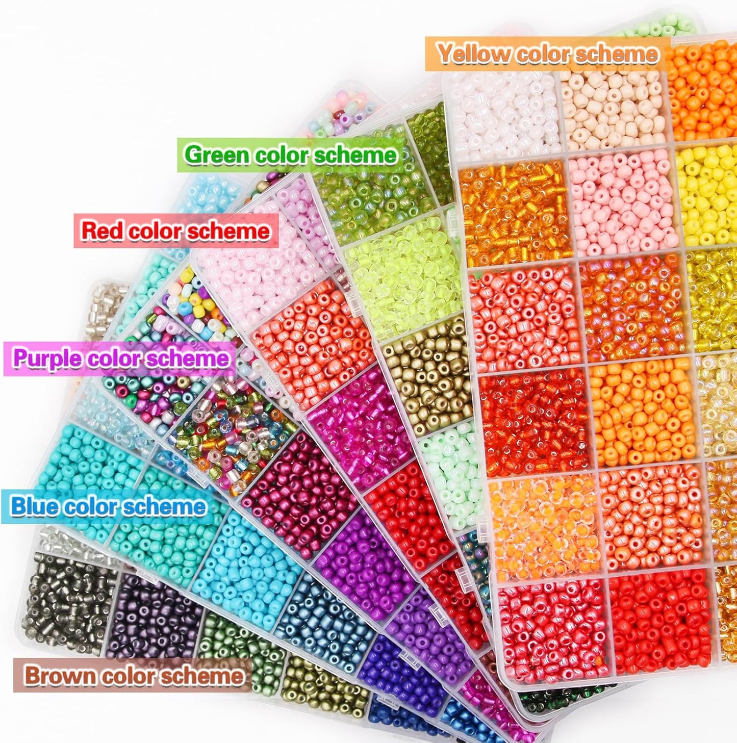 EuTengHao 3mm Glass Seed Beads for Bracelet Making Kit, 8/0 Small Craft Beads for Bracelet Necklaces Crafting Jewelry Making Supplies (36000Pcs,144 Colors)