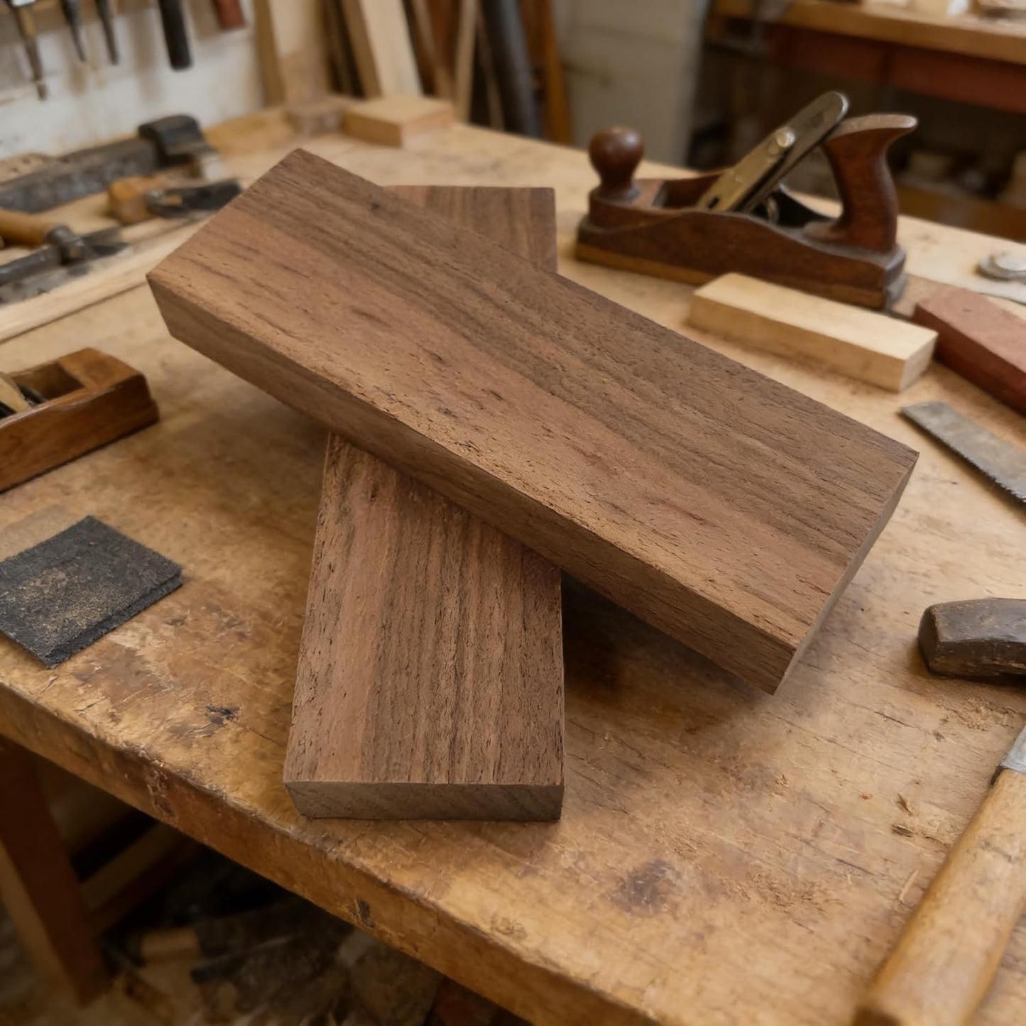 2PCS Unfinished Walnut Wood Blocks for DIY Crafting,Scroll Saw, Woodworking, Wood Carving,Burning,Laser Cutting,Engraving, CNC Cutting, Painting, Fretwork (5.9 x 1.96 x 0.78)