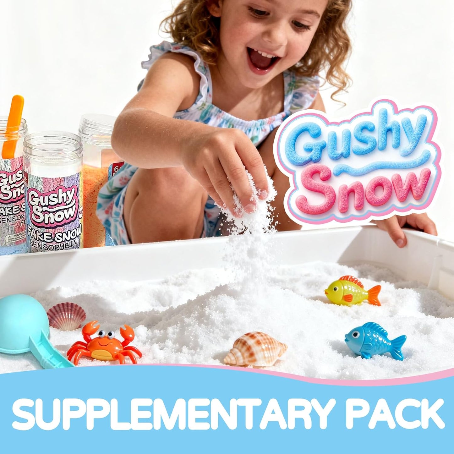 Sensory Bin Filler for Toddlers, Fake Snow Play Sand, Soft Latex Sensory Table Fillers for Classroom Learning, White Sensory Material for Indoor Sensory Play