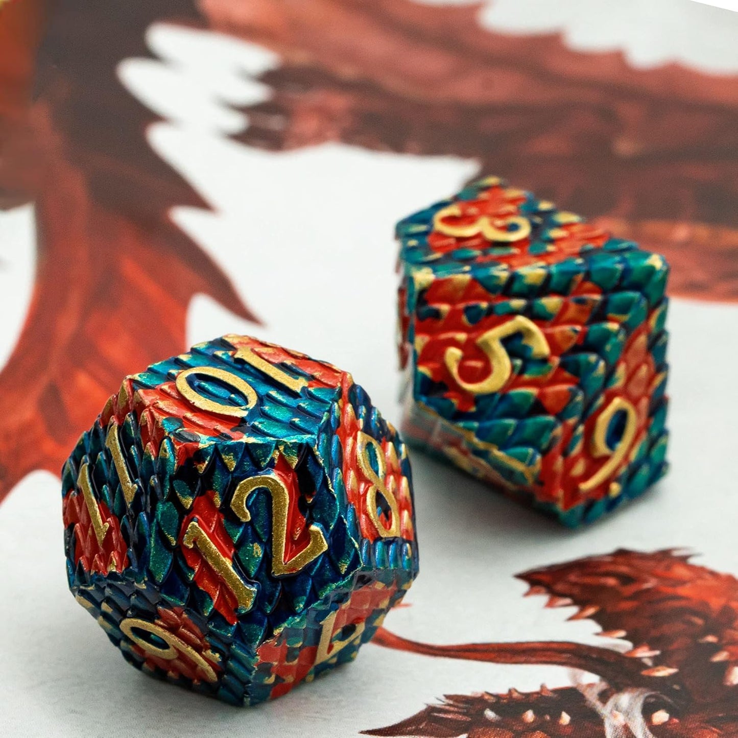 UDIXI Steampunk Metal Dice Set, 7 Die Polyhedral DND Dice Set for D&D Role Playing Game and Math Teaching (Ancient Copper)