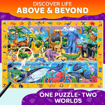 QUOKKA Floor Puzzles for Kids Ages 4-8 – 2x3 FT Giant Search and Find Jigsaw – 48 Large Pieces – Above and Beyond Observational Scene – Educatinal Montessori Toy with Gift Box – Fun Learning Activity
