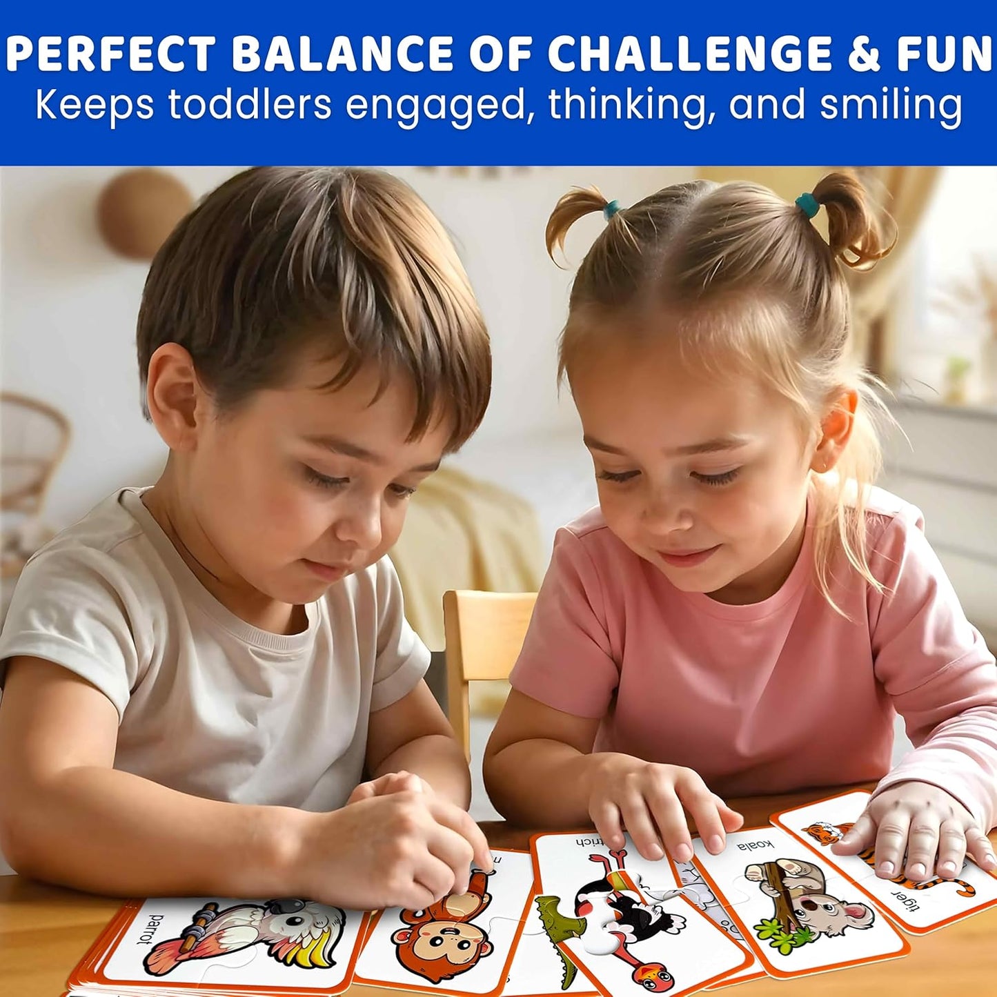 QUOKKA Toddler Puzzles Ages 2-4 – 100% Self-Correcting 16 Matching Pairs of Wood Animals – Educational Toddler Puzzles Ages 1-3 with 32 Pieces - Memory Matching Games for 3-5 Years Old Boys and Girls