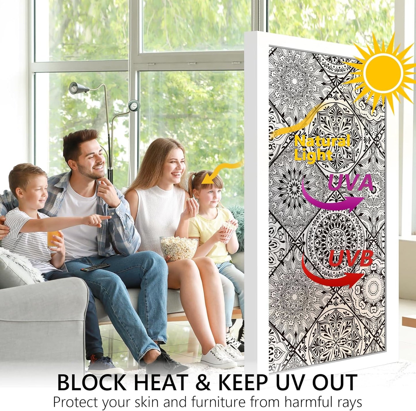 DKTIE Wooden Blinds Pattern Decorative Window Privacy Film, Sun Blocking Heat Control, Static Cling No Glue, with Installation Tools, Stained Glass Window Film (S531, 17.7" x 78.7")