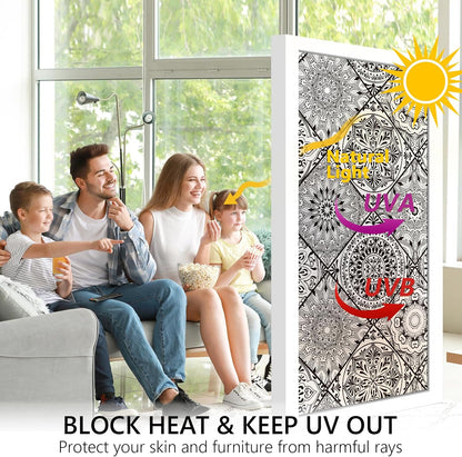 DKTIE Wooden Blinds Pattern Decorative Window Privacy Film, Sun Blocking Heat Control, Static Cling No Glue, with Installation Tools, Stained Glass Window Film (S531, 17.7" x 78.7")