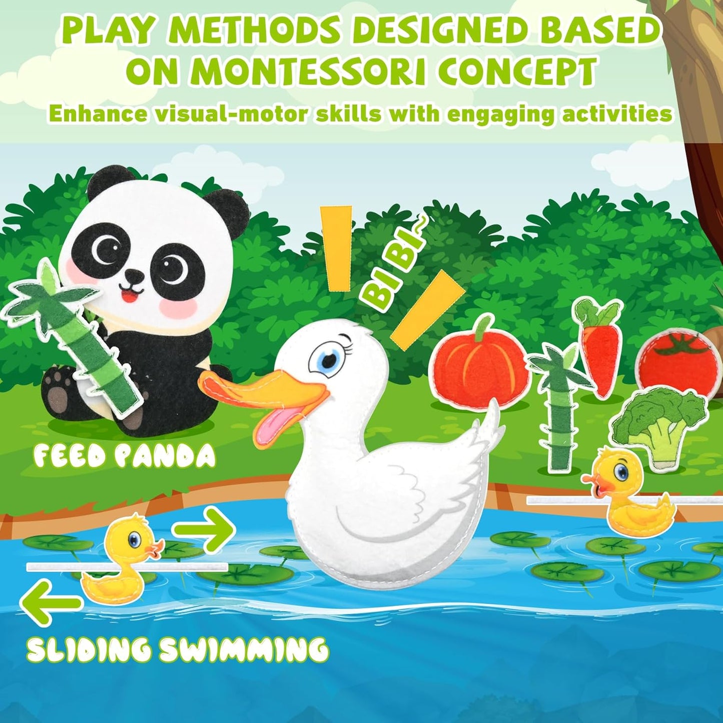 Meafeng Jungle Educational Book for Toddlers 1-3 - Montessori Quiet Activity & Learning Book with Jungle Animals, Educational Toy for 1 2 3 Year Old Boys Girls, Travel Toy for Airplane & Car Trips