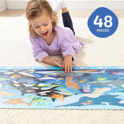 Melissa & Doug Beneath The Waves, Ocean-Themed Search and Find Jumbo Floor Puzzle, 48-Piece Jigsaw Puzzle with Learning Activity, Over 4 Ft Long, Kids Puzzles for Girls & Boys Ages 3 and Up