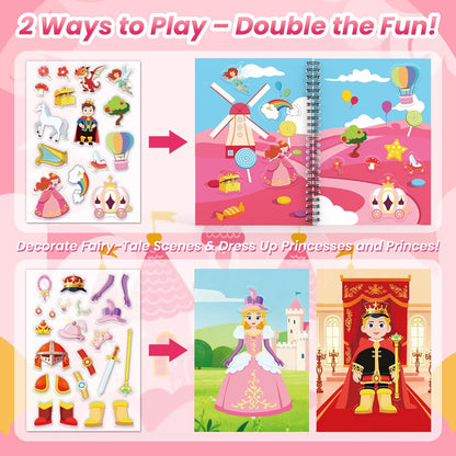 Animals Reusable Sticker Book for Toddlers, DIY Make-a-face Animals Jelly Fun 3D Stickers, Washable Puffy Stickers for Kids Toys, Airplane Road Trip Travel Activities Essentials for Kids 3 4 5 Years