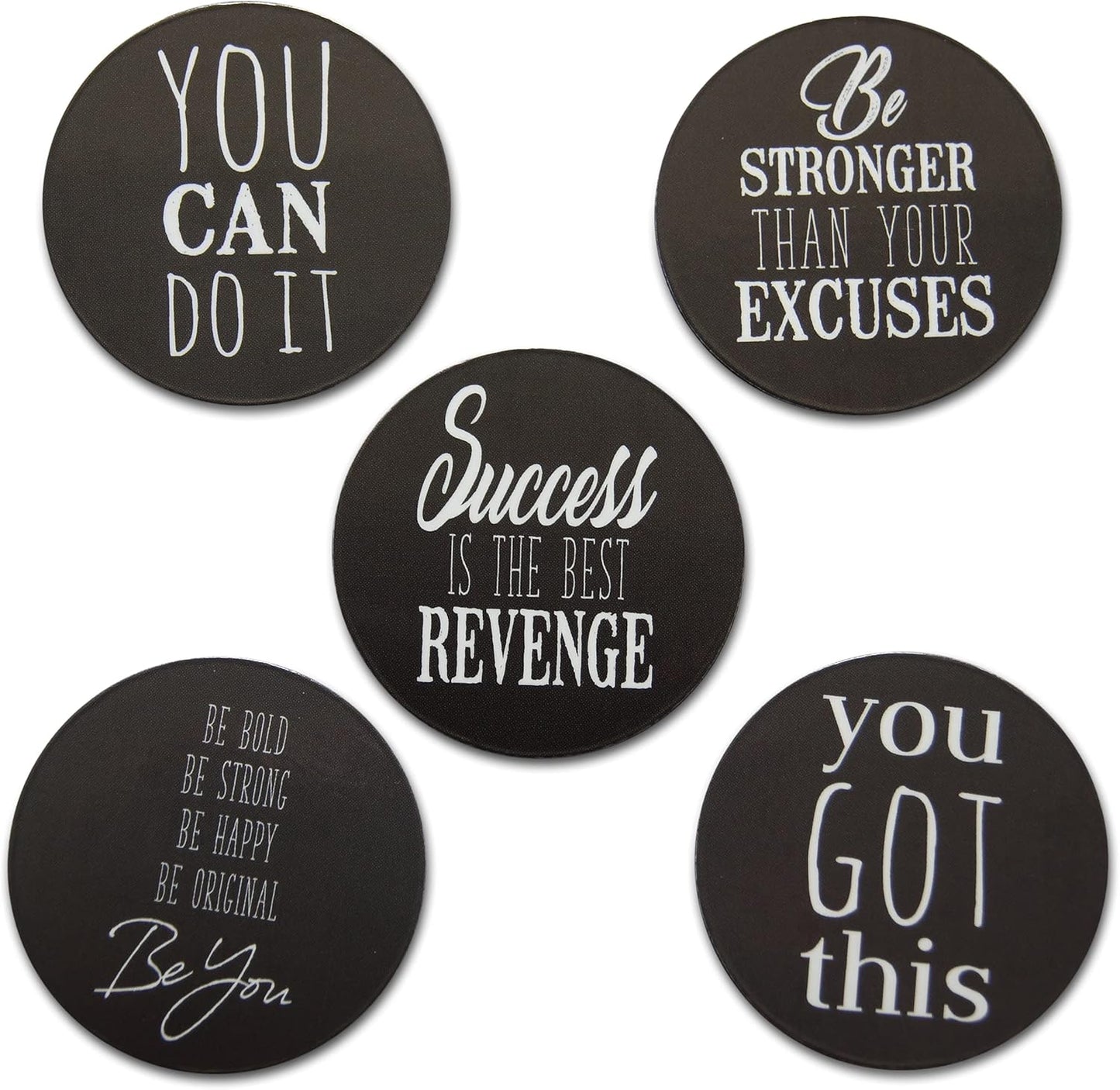 Novel Merk Inspirational Positive Word Art Refrigerator Mini Magnets – Vinyl 2” Round Magnets for Fridge, Lockers, Home, Encouragement and Motivation Decor – Self Adhesive to Metal Surfaces (10 Pack)