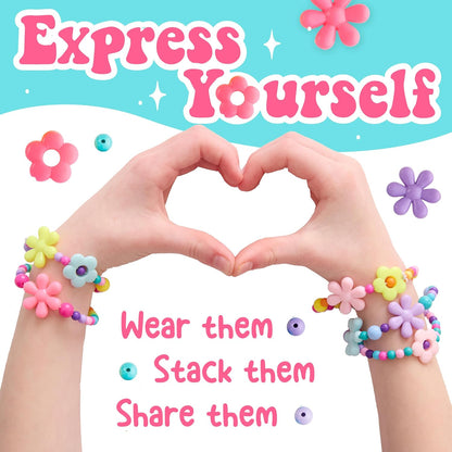 Creativity for Kids Beaded Flower Bracelet Making Kit | DIY Jewelry Craft Kit for Girls | Create 5 Colorful Beaded Bracelets to Wear, Share & Gift | Spring Crafts & Gifts for Mom (Ages 6+)