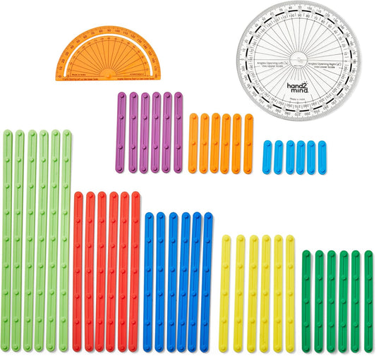 hand2mind AngLegs Starter Set with 2 Protractors, Geometry Manipulatives, Geometric Shapes for Classroom, Montessori Math Materials, Math Teaching Tools, 4th Grade Math Manipulatives for Kids
