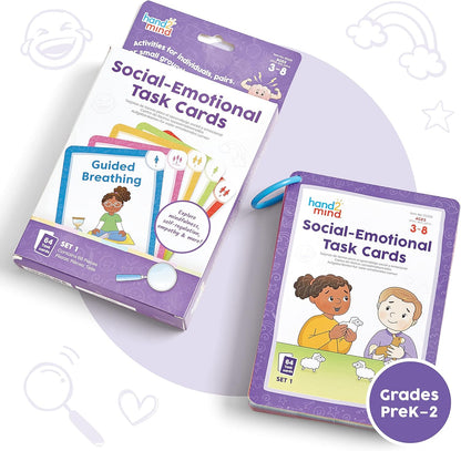 hand2mind Social Emotional Task Cards for Ages 3+, Social Emotional Learning, Play Therapy Toys for Counselors, Social Skills Activities for Kids, Conversation Starters, Emotional Regulation for Kids