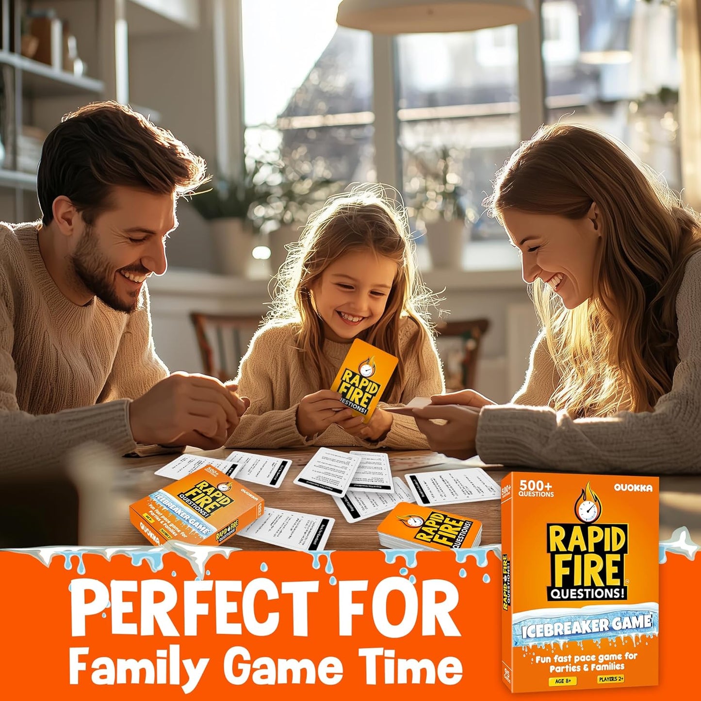 QUOKKA Family Conversation Cards Game - Break The Ice Game for Kids and Families - Icebreaker Cards with 500+ Questions - Family Game for Kids 8-12 - Perfect for Families Games Night I Travel Version