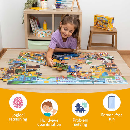 BONNYCO Giant Floor Puzzles for Kids of Jungle Animals with 48 Large Pieces. Safari Jumbo Puzzle 36.2 x 24.4 in, Gifts for Boys and Girls, Educational Kids Toys Ages 2-8