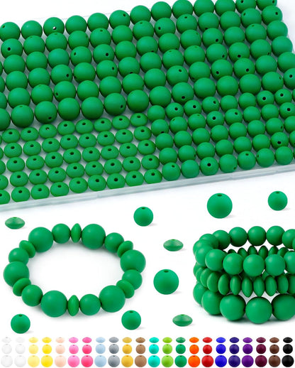 200Pcs FIVEIZERO Mixed Silicone Beads for Keychain Making, 12mm 15mm Round and 12mm Lentil Silicone Beads for Pens Bracelet Necklace DIY Crafts(Black)