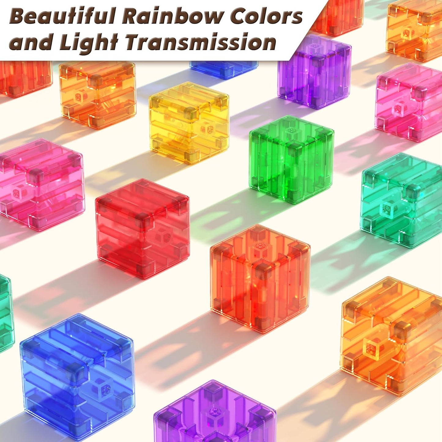 Apluses 45PCS Magnetic Blocks - Transparent Magnet Cubes, Toddler Building Blocks, Sensory Autism Gifts for Kids Ages 3+, Preschool Travel Toys for 3-5 Year Old Boys and Girls