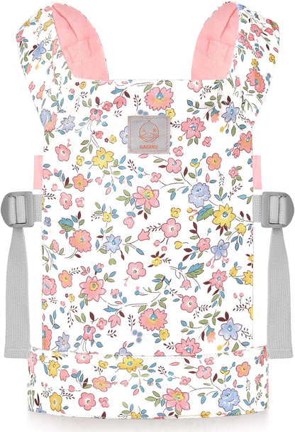 GAGAKU Doll Carrier for Kids, Toy Baby Doll Carrier, Reborn Dolls Carrier Toy Baby Sling with Adjustable Straps, Baby Doll Accessories - Green - Camellia