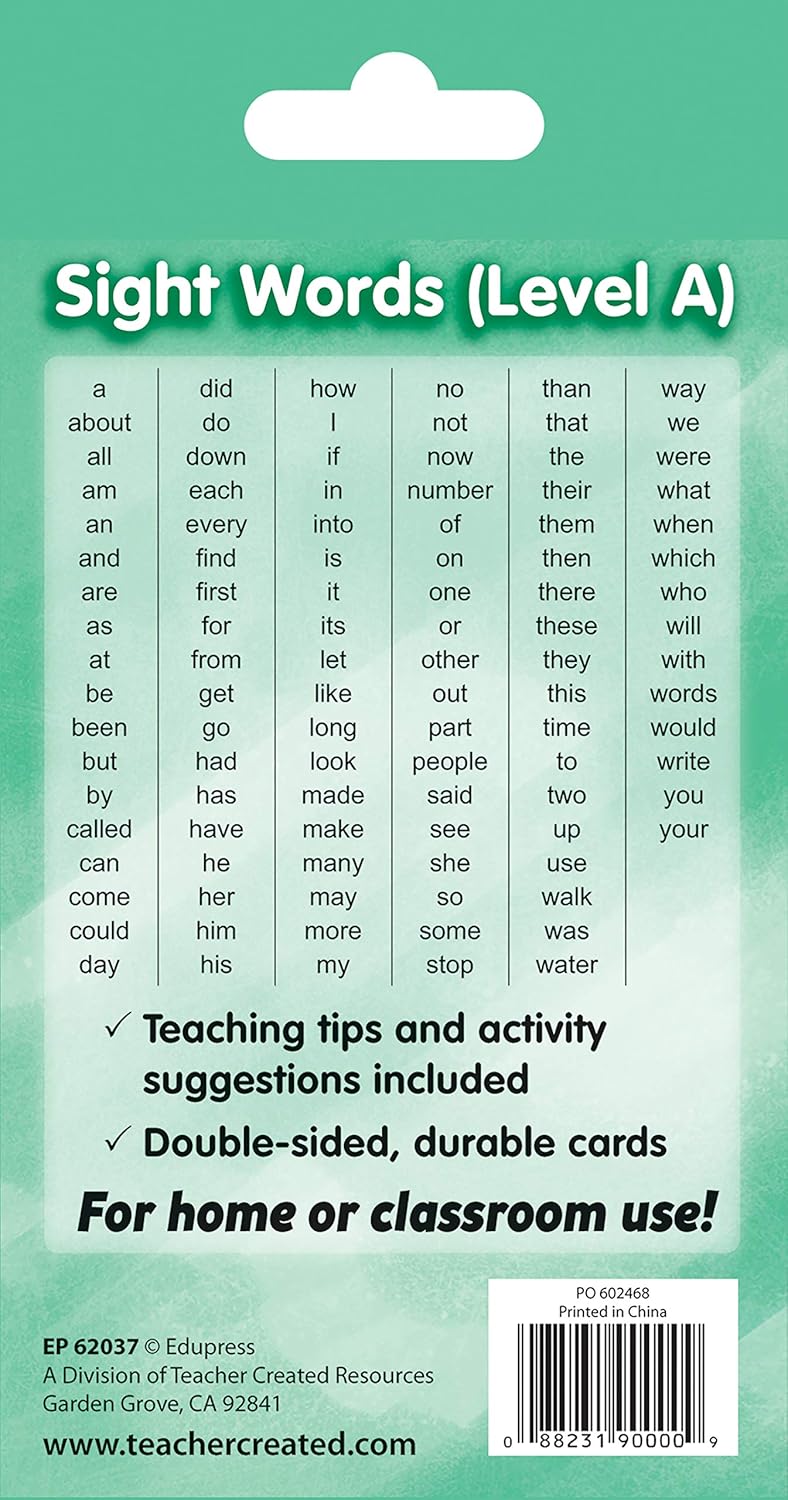Teacher Created Resources Sight Words Flash Cards - Level A (EP62037)