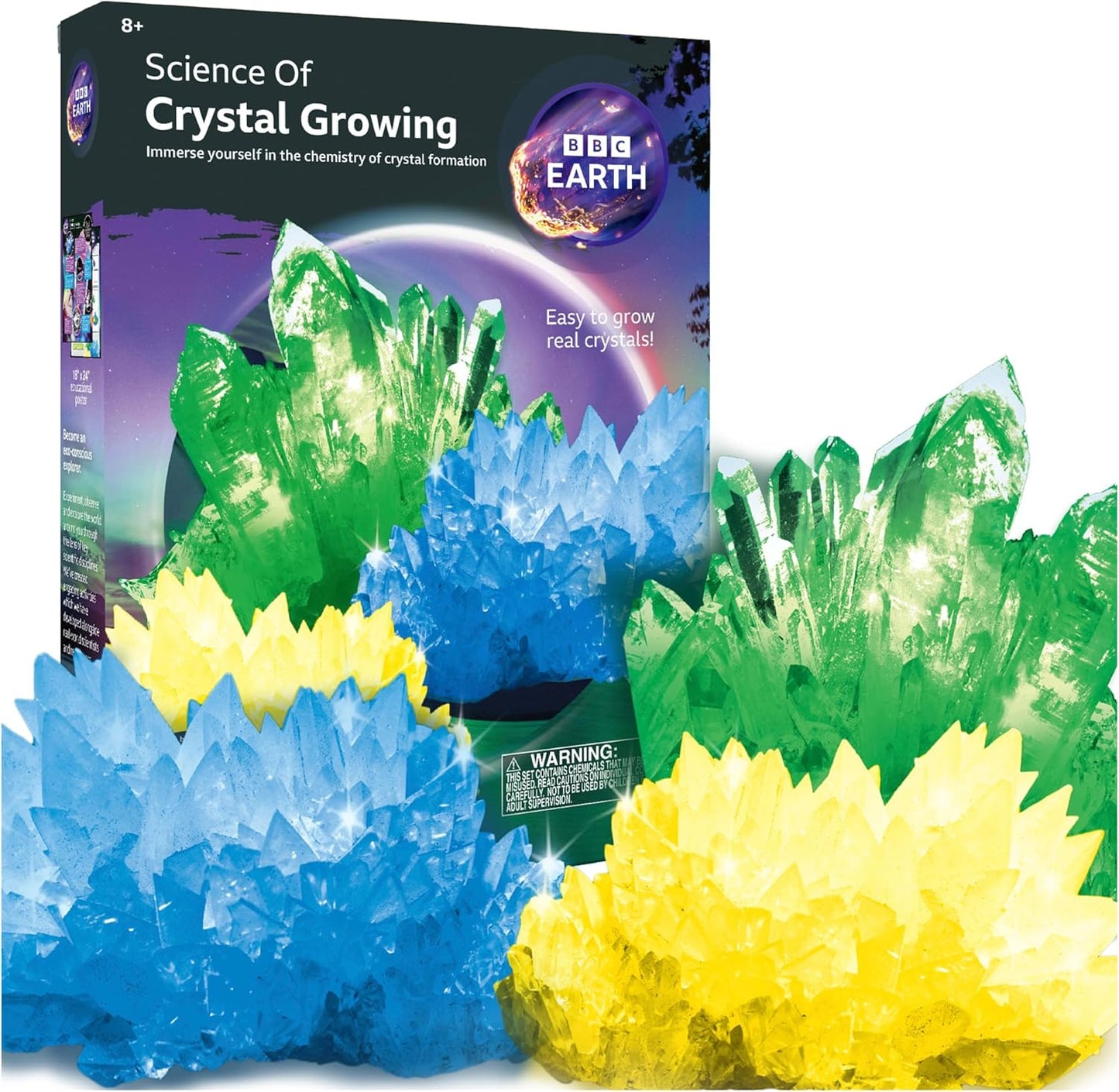BBC Earth Grow & Discover Crystal Aquarium, Grow Colorful Cave-Like Crystal Formations Inside Reusable Tank, Magic Rocks, STEM Toys, Unique Crystal Growing kit, Science Experiments for Kids 6-8
