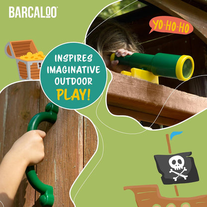 Barcaloo Playground Equipment Bundle Set with Kids Pirate Telescope, Pirate Steering Wheel & Flags, Jungle Gym Playset Accessories for Backyard Swings, Playground Set for Backyards