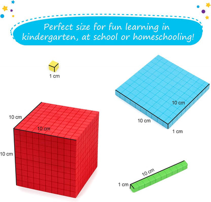 Simply magic 131 PCS Foam Base Ten Blocks for Math - Place Value Blocks, Base 10 Math Manipulatives K-3, Math Counters, Number Blocks, Math Cubes, Counting Blocks - Kindergarten 1st 2nd 3rd Grade