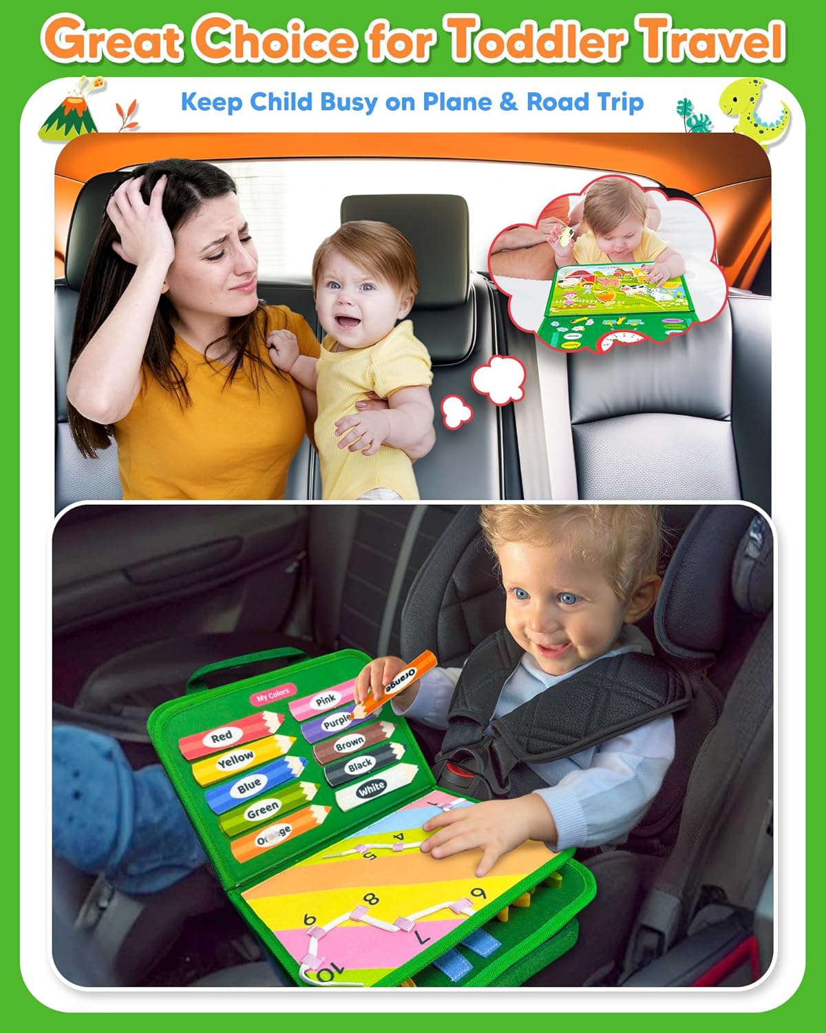 Gojmzo Busy Board Montessori Toys for Toddler Boy Girl Birthday Gifts, Busy Book Sensory Toys for Toddlers, Learning Educational Toddler Travel Activities