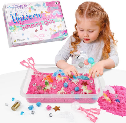 38 PCS Mermaid Sensory Bin with 2 lb Magic Sand, Ocean Molds & Treasure Accessories – Creative Sand Play Gift for Girls Ages 3–8