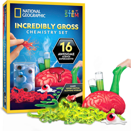 National Geographic Gross Science Kit - 45 Gross Science Experiments- Dissect a Brain, Make Slime, Creepy STEM Project for Boys and Girls, Birthday Gifts for Kids 8-12 (Amazon Exclusive)