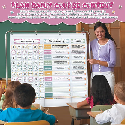 Visible Learning Classroom Pocket Chart - Reusable Dry Erase Learning Goals Board, Motivational Incentive Chart for Learning Goals, Behavior Tracking & Centers Rotation, Homeschool(Black)