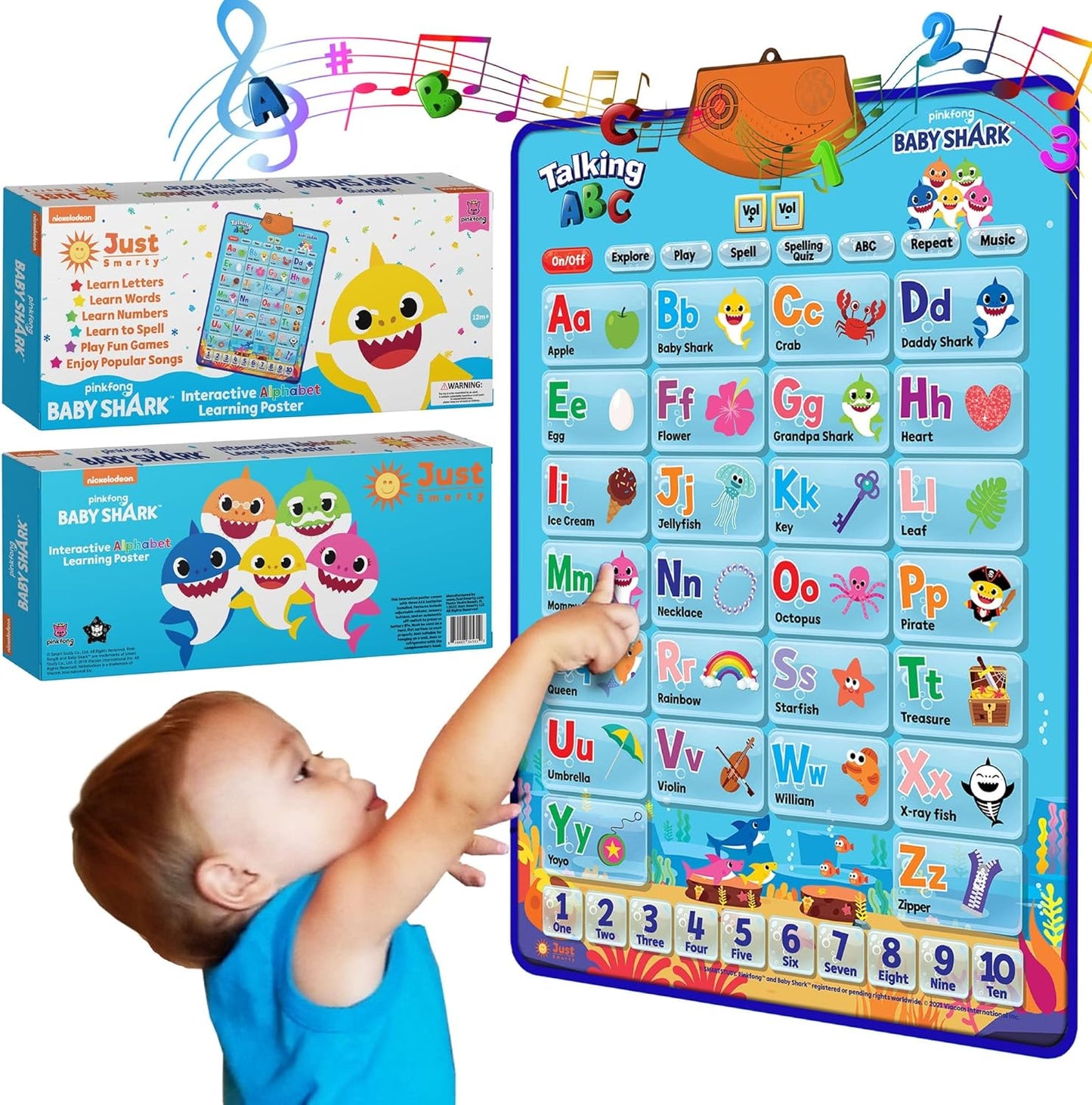 Just Smarty Alphabet Wall Chart for Toddlers 1-3 | ABCs & 123s Kids Learning Toy | Educational Gift for Infant Ages 1 2 3 4 5 | Speech Therapy for Kids 1-3 | Autism Toys for Toddlers 3-4