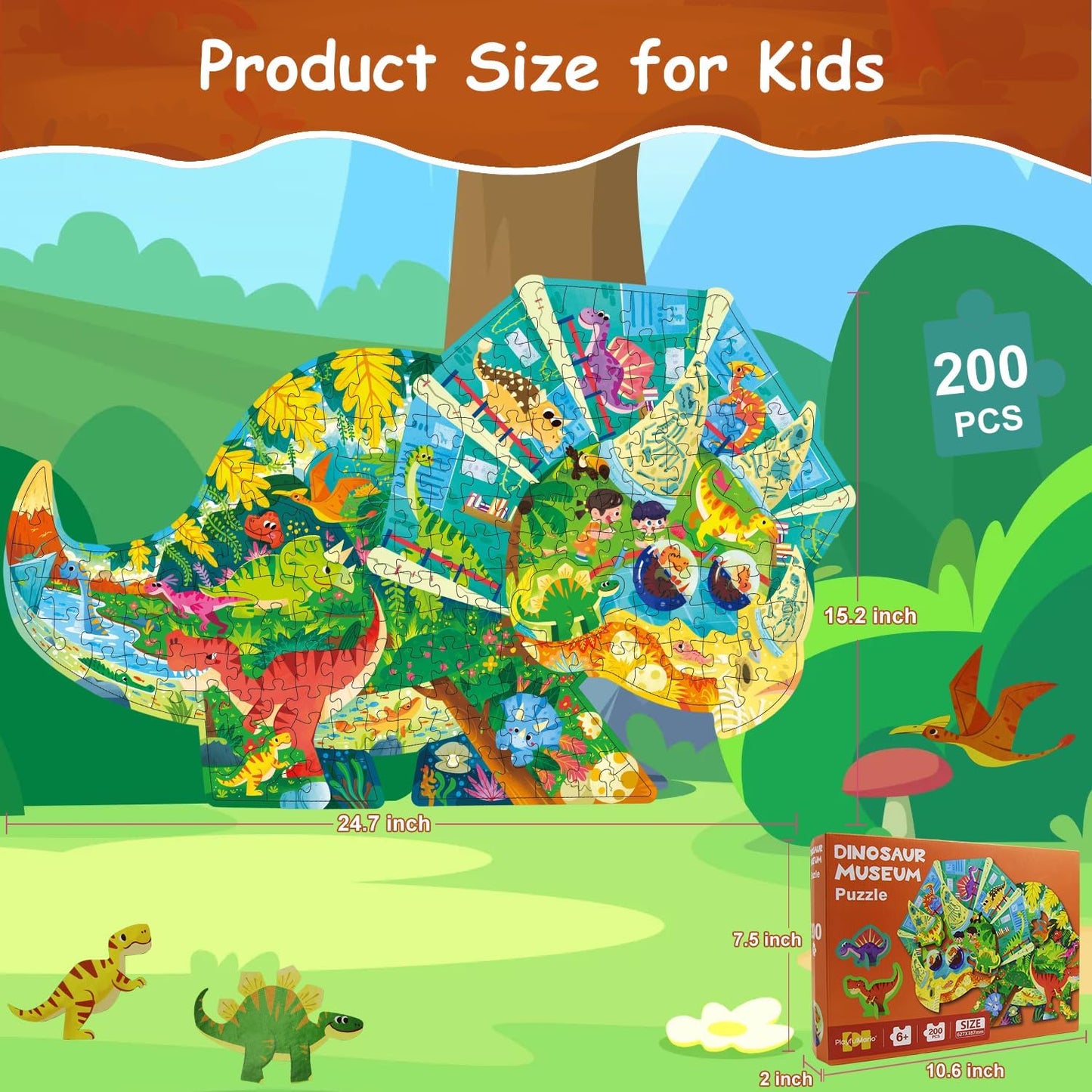 Dinosaur Puzzles for Kids Ages 6-8 Years Old 295 Piece Jigsaw Puzzles Unique Animal Shape Floor Puzzle Ages 8-10 Learning Educational Toys Birthday Gift for Boys Girls Ages 10-12