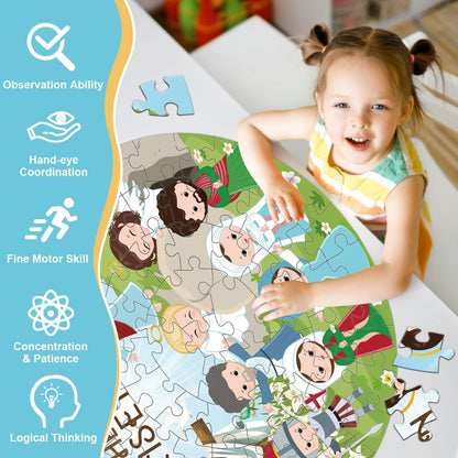 70pcs Easter Floor Puzzles for Kids Age 3-8, Easter Basket Stuffer Gifts for Kids Boy Girls Jumbo Bunny Puzzles Egg Hunt Party Favors